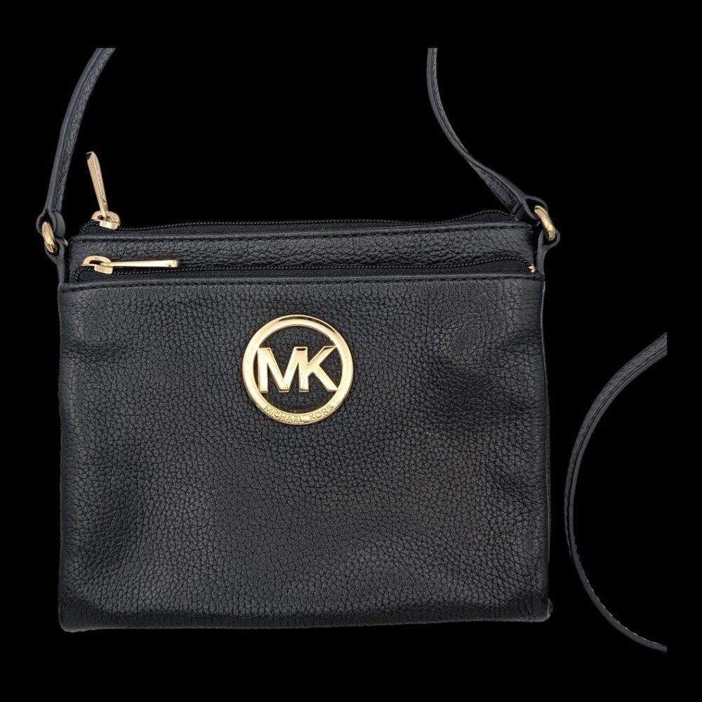 Michael Kors Black Leather Fulton Crossbody Bag